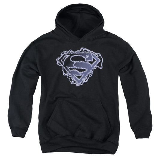 Superman - Electric Supes Shield - Youth Pull-over Hoodie - Black