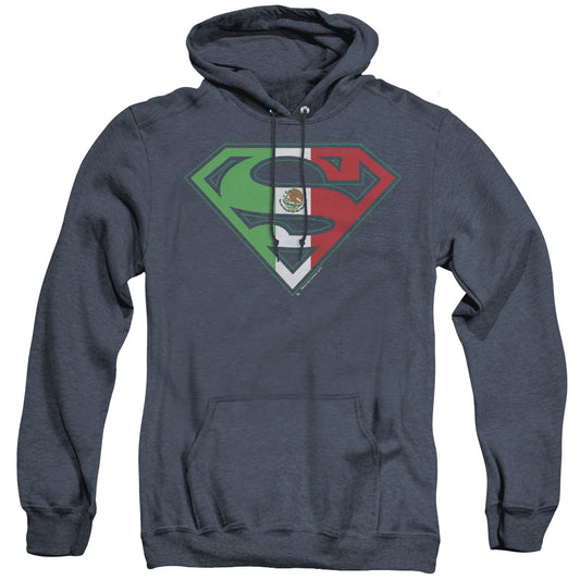 Superman - Mexican Shield - Adult Heather Hoodie - Navy
