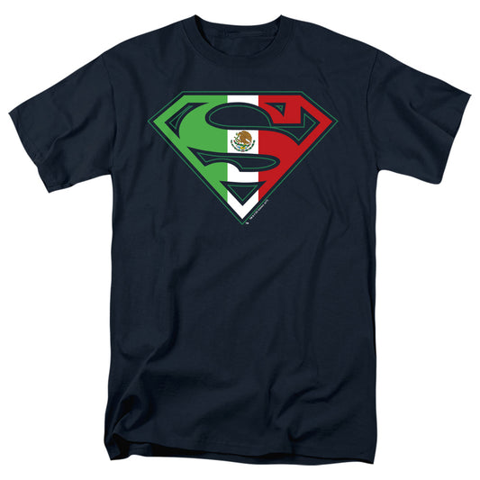 Superman - Mexican Shield - Short Sleeve Adult 18/1 - Navy T-shirt