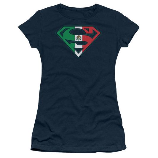 Superman - Mexican Shield - Short Sleeve Junior Sheer - Navy T-shirt
