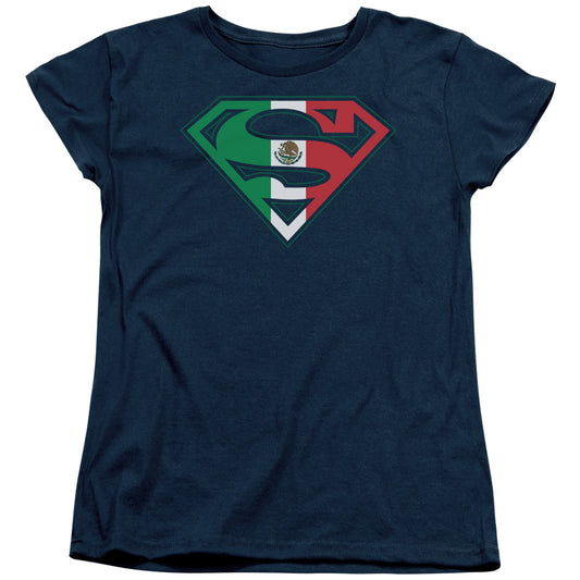 Superman - Mexican Shield - Short Sleeve Womens Tee - Navy T-shirt