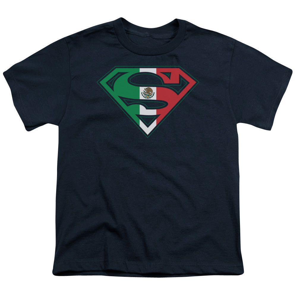 Superman - Mexican Shield - Short Sleeve Youth 18/1 - Navy T-shirt