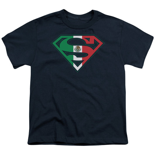 Superman - Mexican Shield - Short Sleeve Youth 18/1 - Navy T-shirt