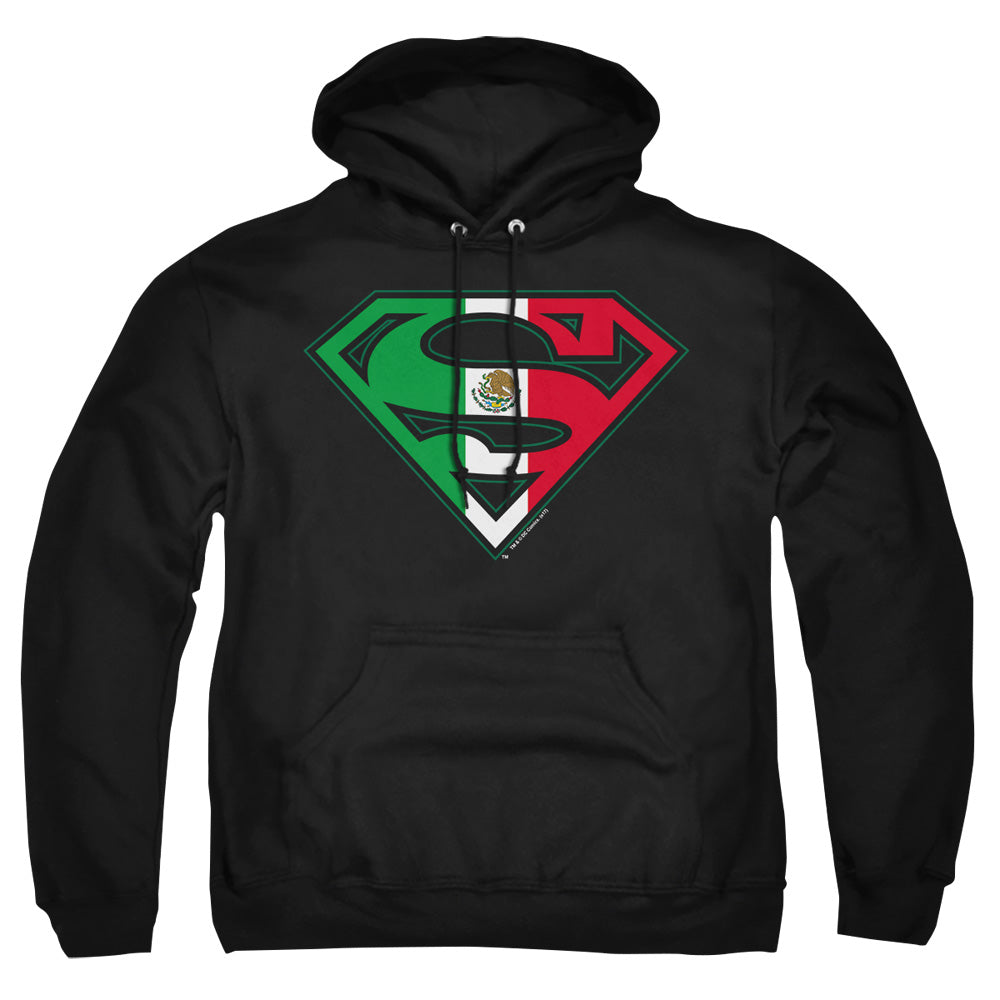 Superman - Mexican Flag Shield - Adult Pull-over Hoodie - Black