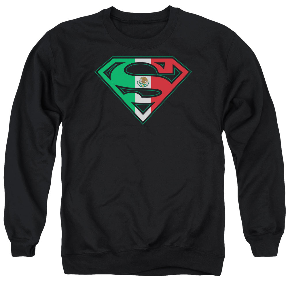 Superman - Mexican Flag Shield - Adult Crewneck Sweatshirt - Black