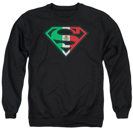 Superman - Mexican Flag Shield - Adult Crewneck Sweatshirt - Black