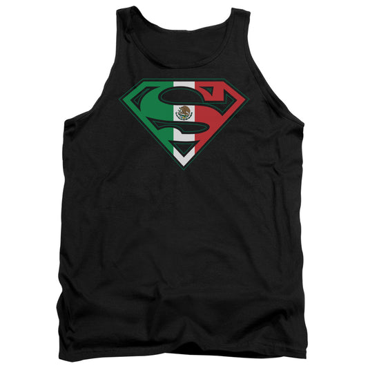 Superman - Mexican Flag Shield - Adult Tank - Black