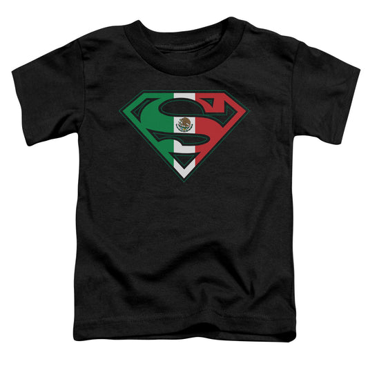 Superman - Mexican Flag Shield - Short Sleeve Toddler Tee - Black T-shirt