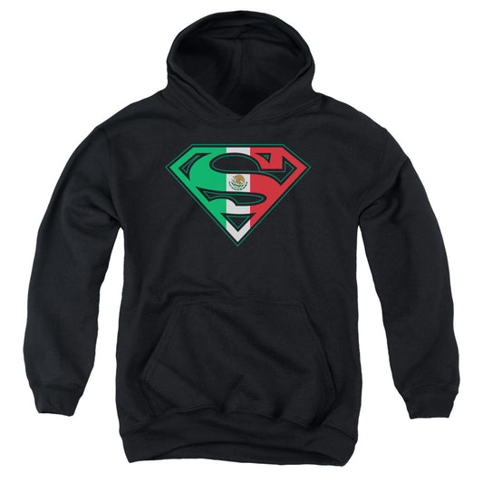 Superman - Mexican Flag Shield - Youth Pull-over Hoodie - Black
