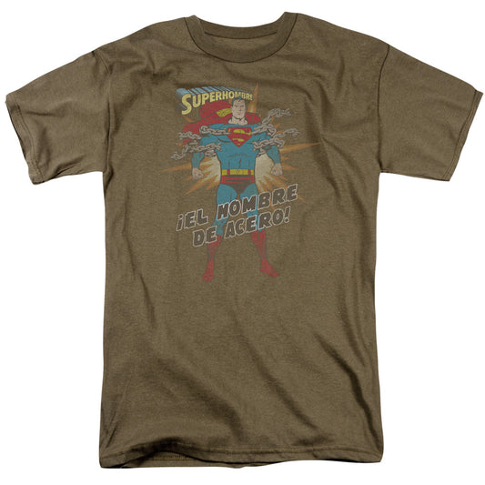 Superman - El Hombre Del Acero - Short Sleeve Adult 18/1 - Safari Green T-shirt