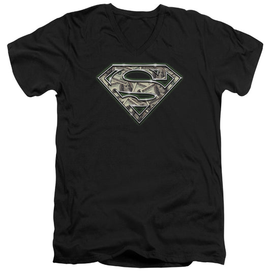 Superman - All About The Benjamins - Short Sleeve Adult V-neck - Black T-shirt