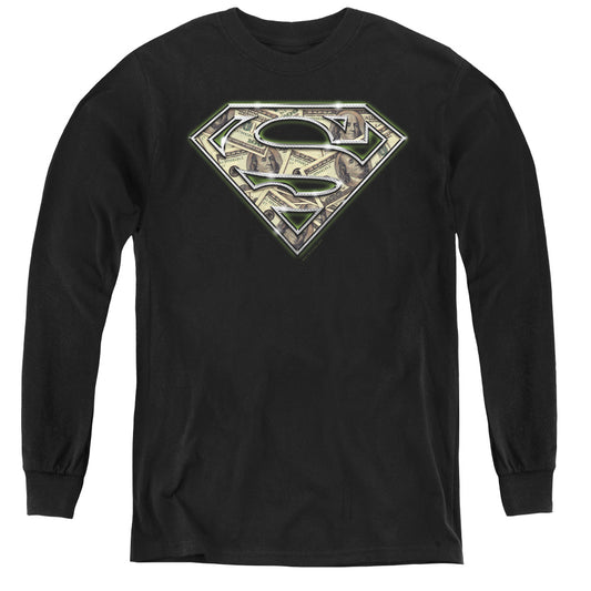 Superman - All About The Benjamins - Youth Long Sleeve Tee - Black