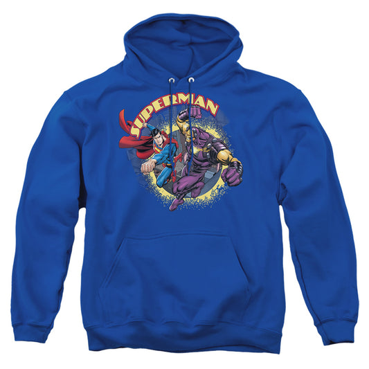 Superman - Superman Vs Mongol - Adult Pull-over Hoodie - Royal Blue