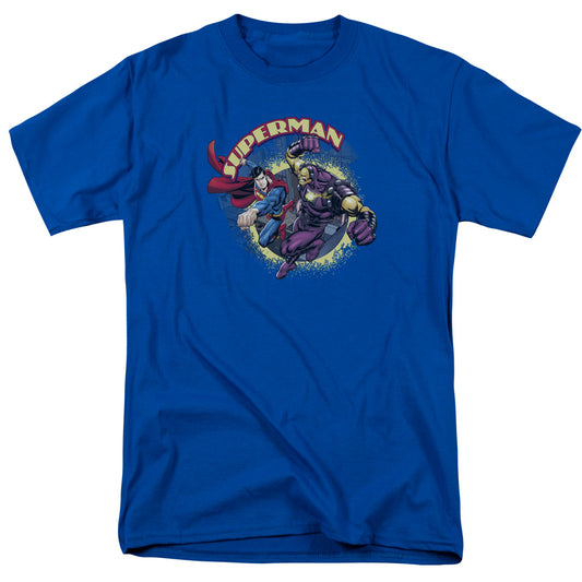 Superman - Superman Vs Mongol - Short Sleeve Adult 18/1 - Royal Blue T-shirt