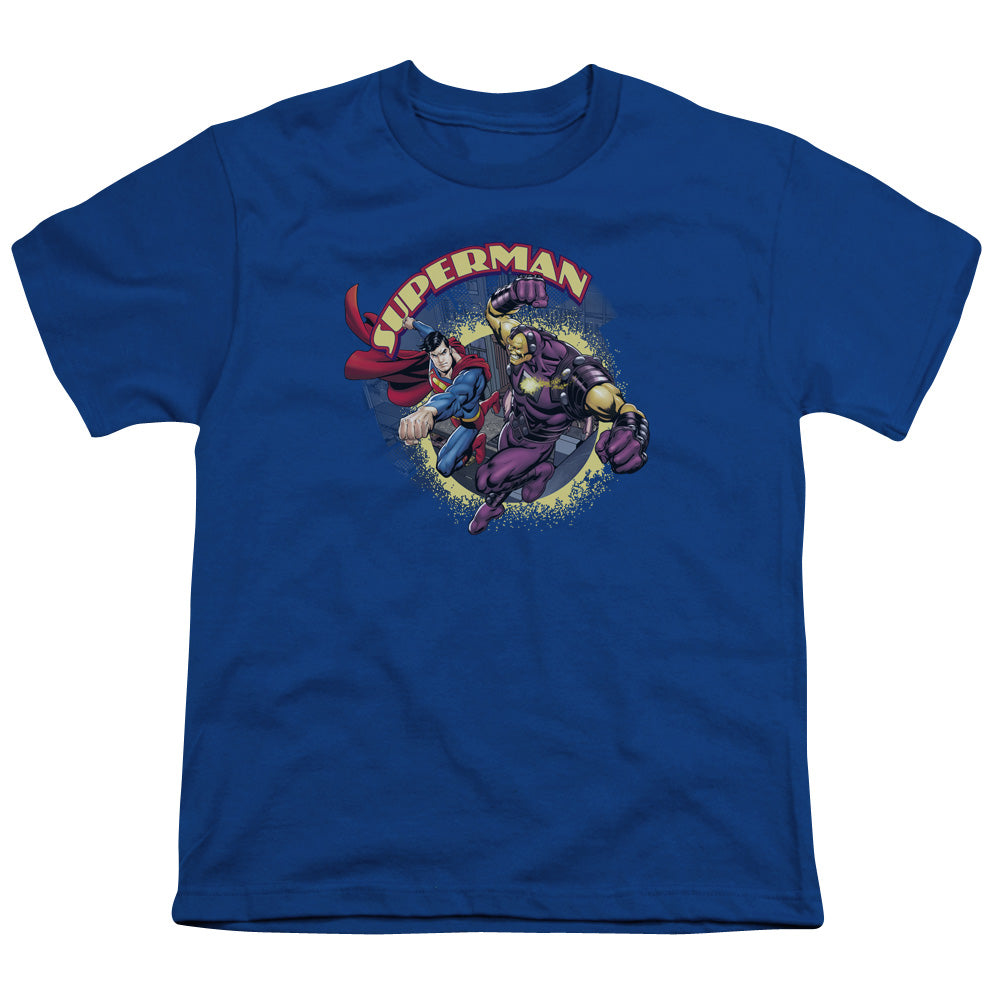 Superman - Superman Vs Mongol - Short Sleeve Youth 18/1 - Royal Blue T-shirt