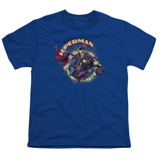 Superman - Superman Vs Mongol - Short Sleeve Youth 18/1 - Royal Blue T-shirt