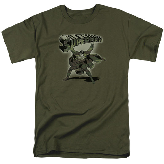 Superman - Camo Logo - Short Sleeve Adult 18/1 - Military Green T-shirt