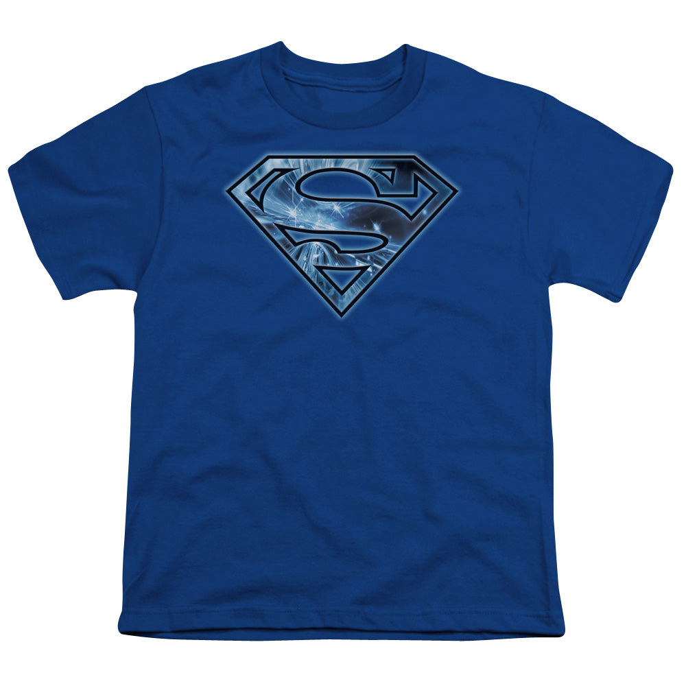 Superman - On Ice Shield - Short Sleeve Youth 18/1 - Royal Blue T-shirt