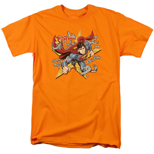 Superman - Stars And Chains - Short Sleeve Adult 18/1 - Orange T-shirt