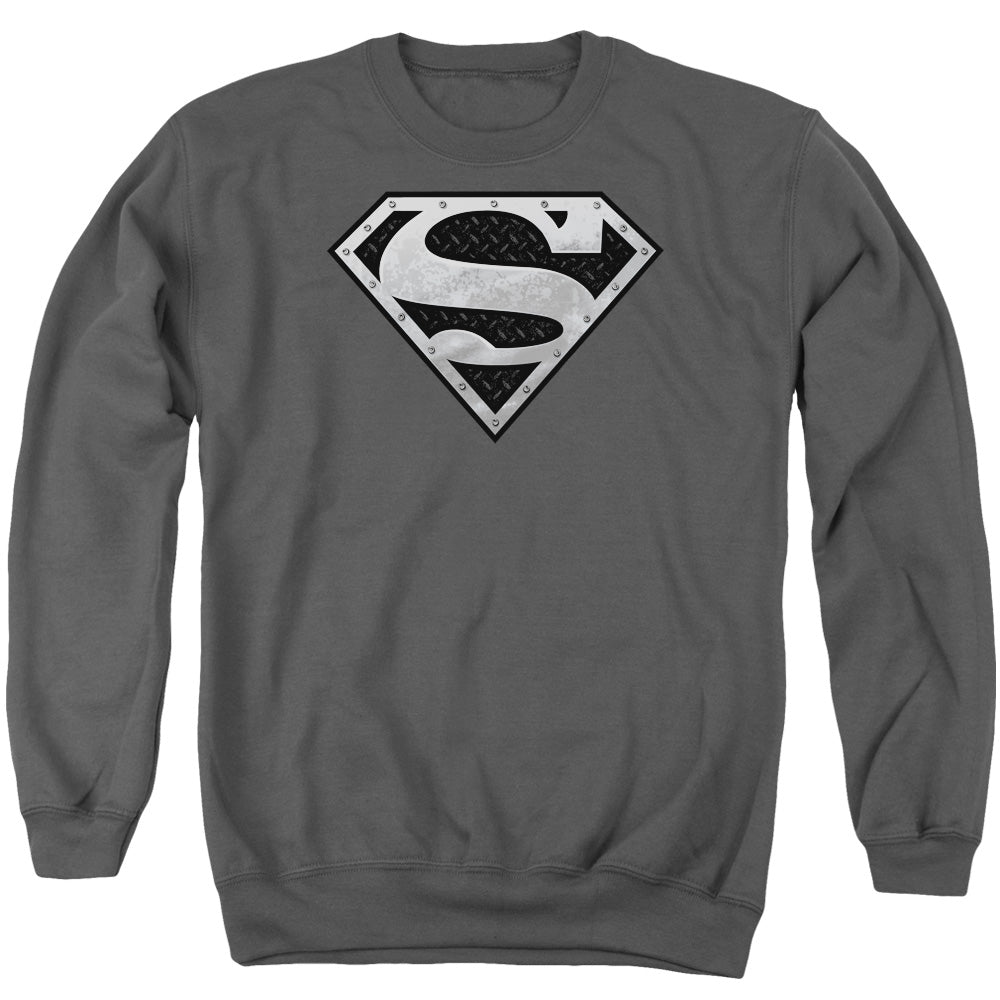Superman - Super Metallic Shield - Adult Crewneck Sweatshirt - Charcoal