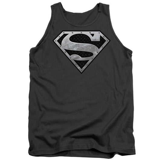 Superman - Super Metallic Shield - Adult Tank - Charcoal