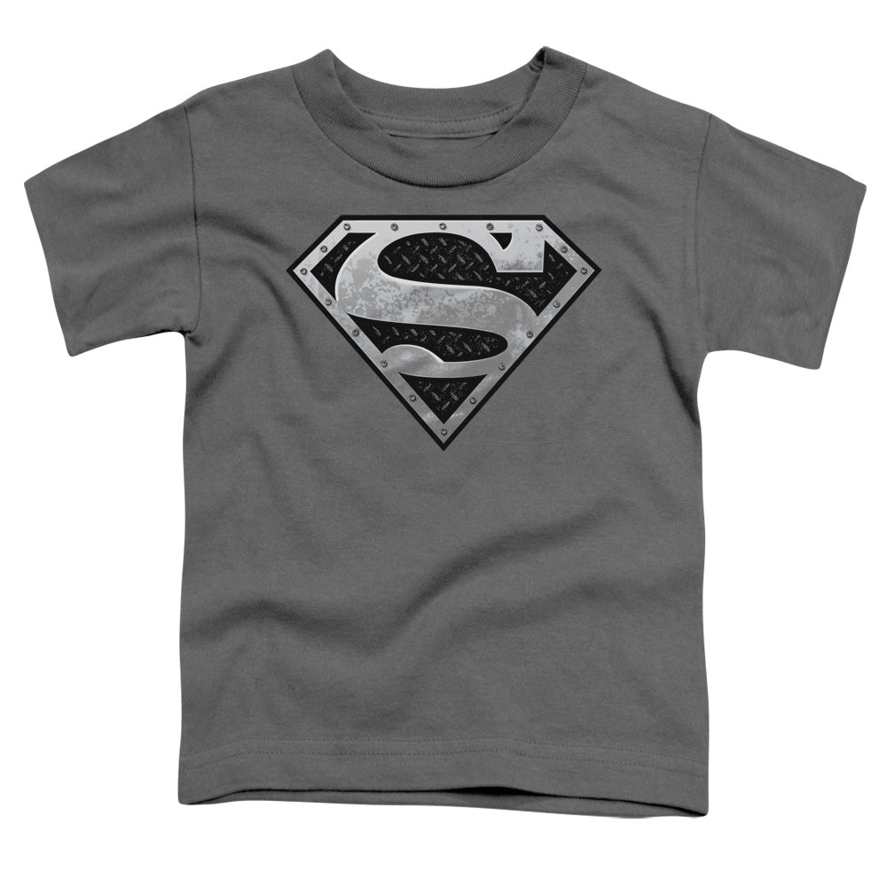 SUPERMAN SUPER METALLIC SHIELD - S/S TODDLER TEE - CHARCOAL - T-Shirt