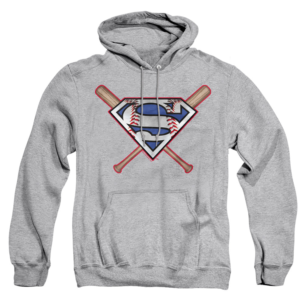 Superman - Crossed Bats - Adult Pull-over Hoodie - Athletic Heather