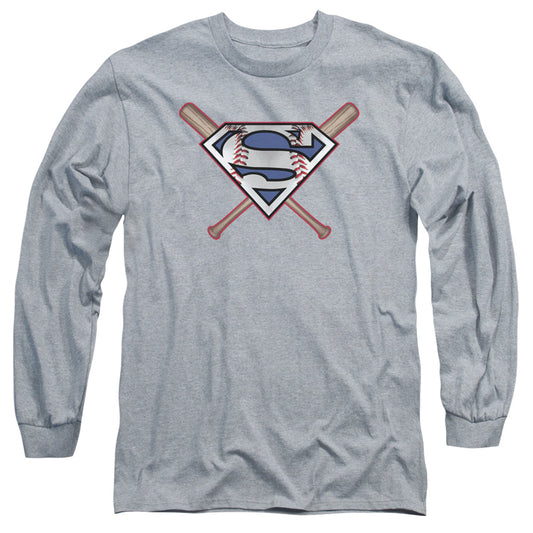 Superman - Crossed Bats - Long Sleeve Adult 18/1 - Athletic Heather T-shirt