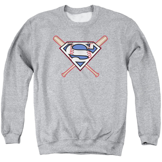 Superman - Crossed Bats - Adult Crewneck Sweatshirt - Athletic Heather