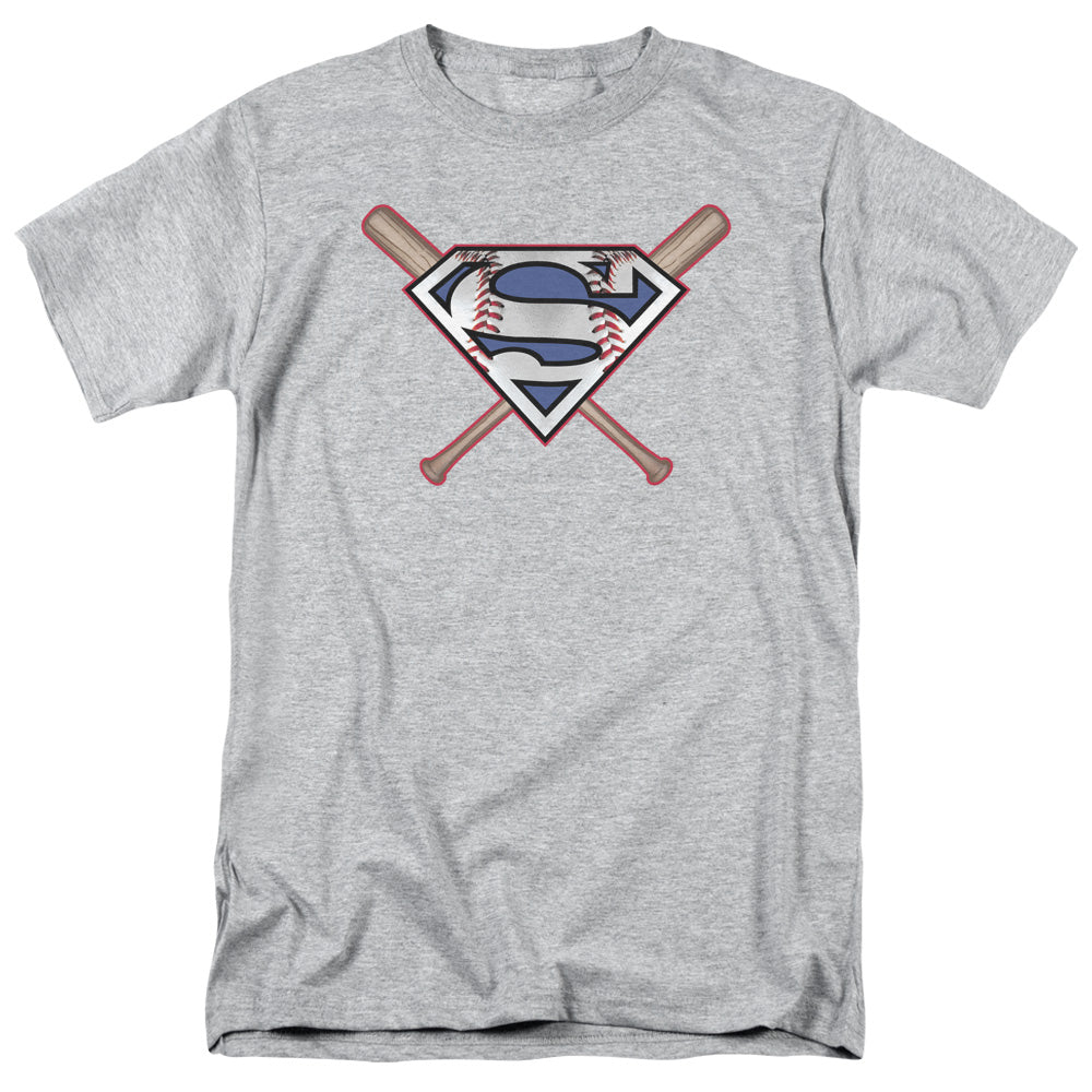 Superman - Crossed Bats - Short Sleeve Adult 18/1 - Athletic Heather T-shirt