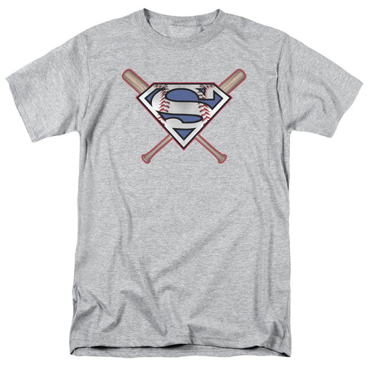 Superman - Crossed Bats - Short Sleeve Adult 18/1 - Athletic Heather T-shirt