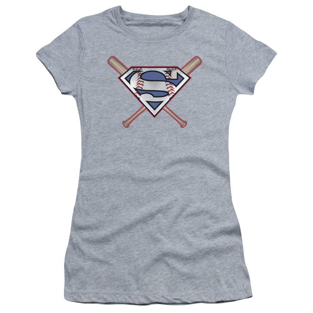 Superman - Crossed Bats - Short Sleeve Junior Sheer - Athletic Heather T-shirt