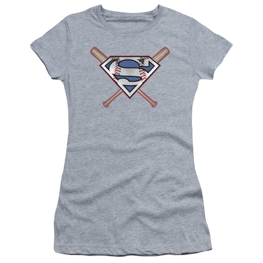 Superman - Crossed Bats - Short Sleeve Junior Sheer - Athletic Heather T-shirt