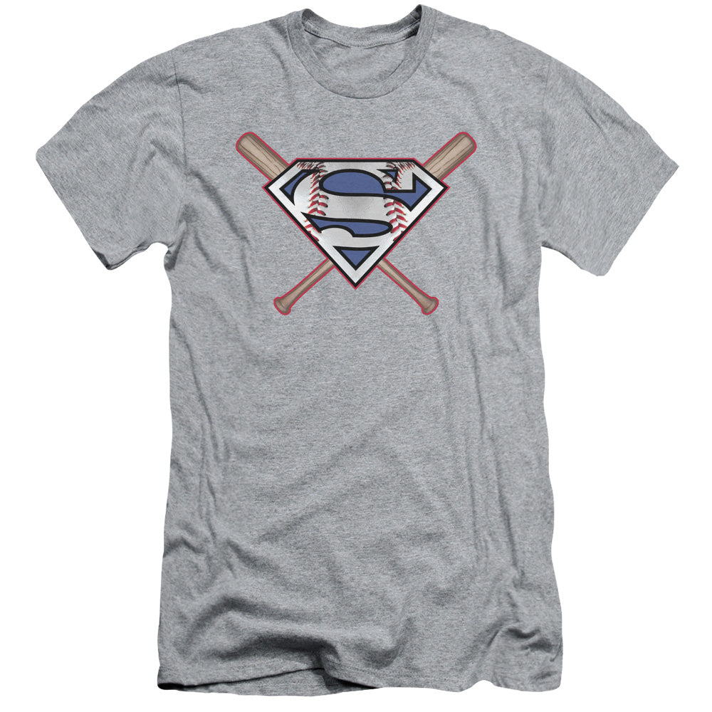 Superman - Crossed Bats - Short Sleeve Adult 30/1 - Athletic Heather T-shirt
