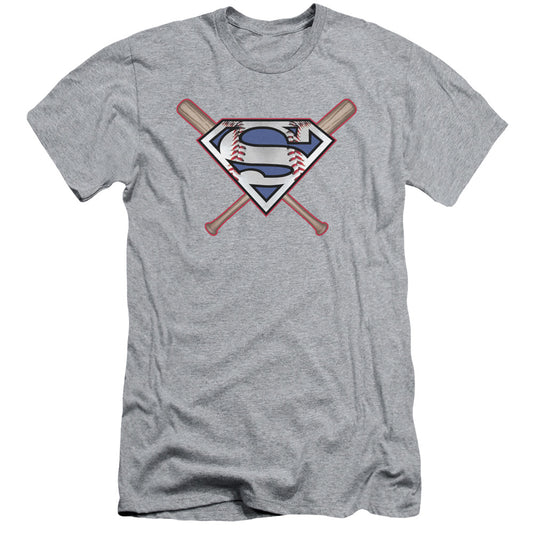 Superman - Crossed Bats - Short Sleeve Adult 30/1 - Athletic Heather T-shirt