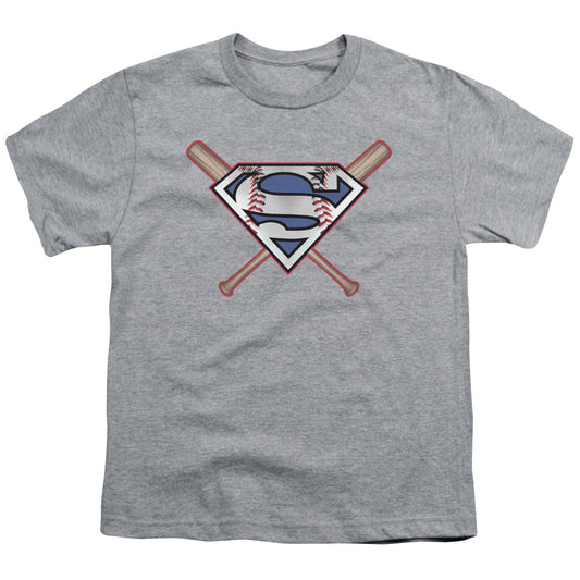 Superman - Crossed Bats - Short Sleeve Youth 18/1 - Athletic Heather T-shirt