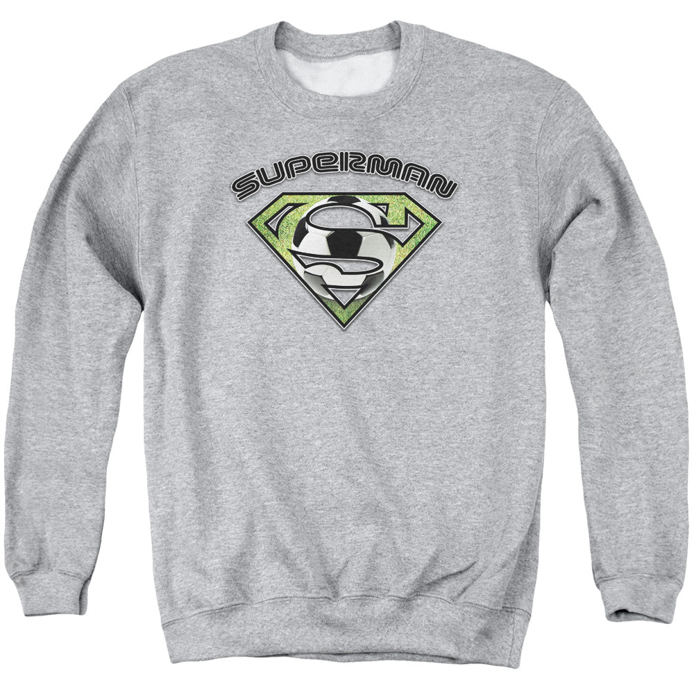Superman - Soccer Shield - Adult Crewneck Sweatshirt - Athletic Heather
