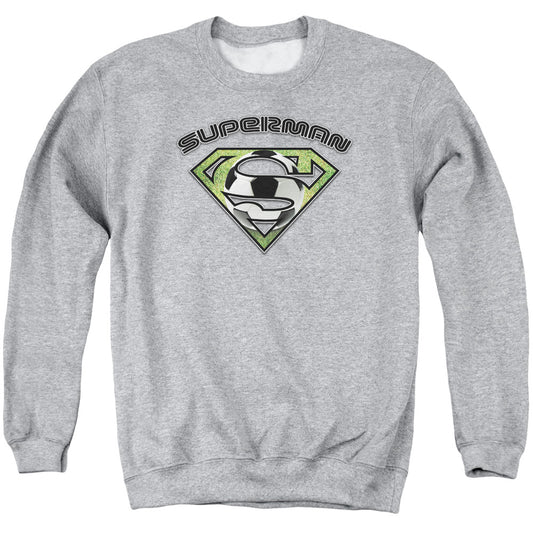 Superman - Soccer Shield - Adult Crewneck Sweatshirt - Athletic Heather