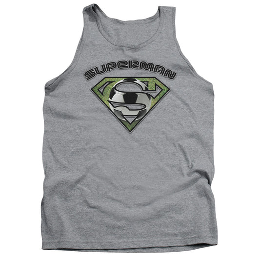Superman - Soccer Shield - Adult Tank - Athletic Heather