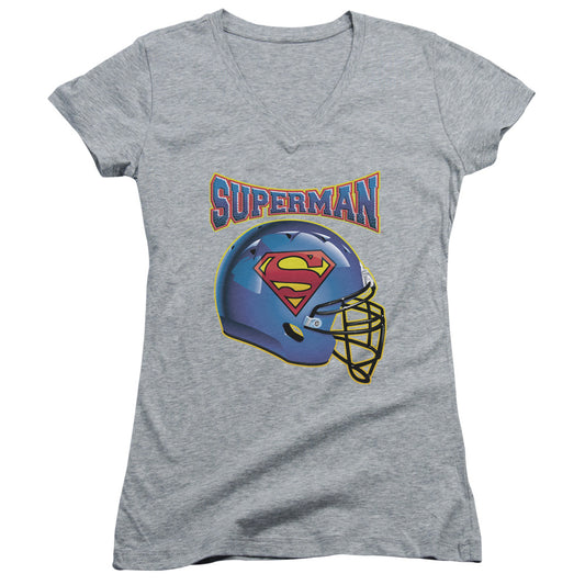 Superman - Helmet - Junior V-neck - Athletic Heather