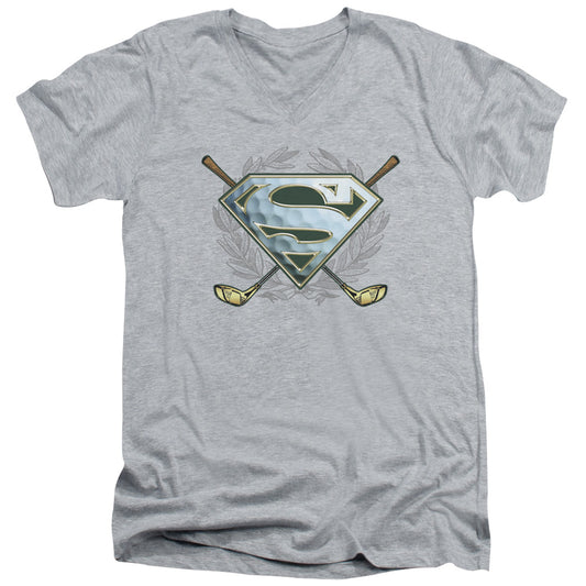 Superman - Fore! - Short Sleeve Adult V-neck - Athletic Heather T-shirt