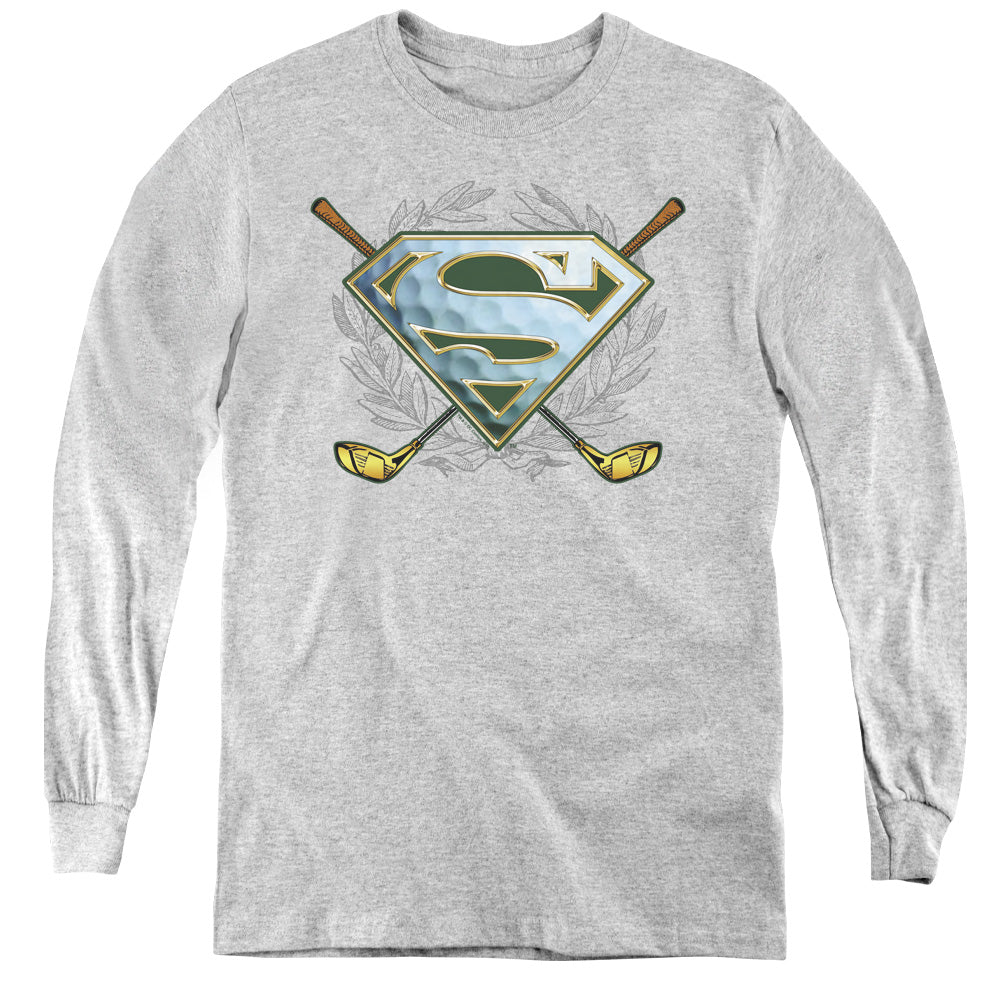 Superman - Fore! - Youth Long Sleeve Tee - Athletic Heather