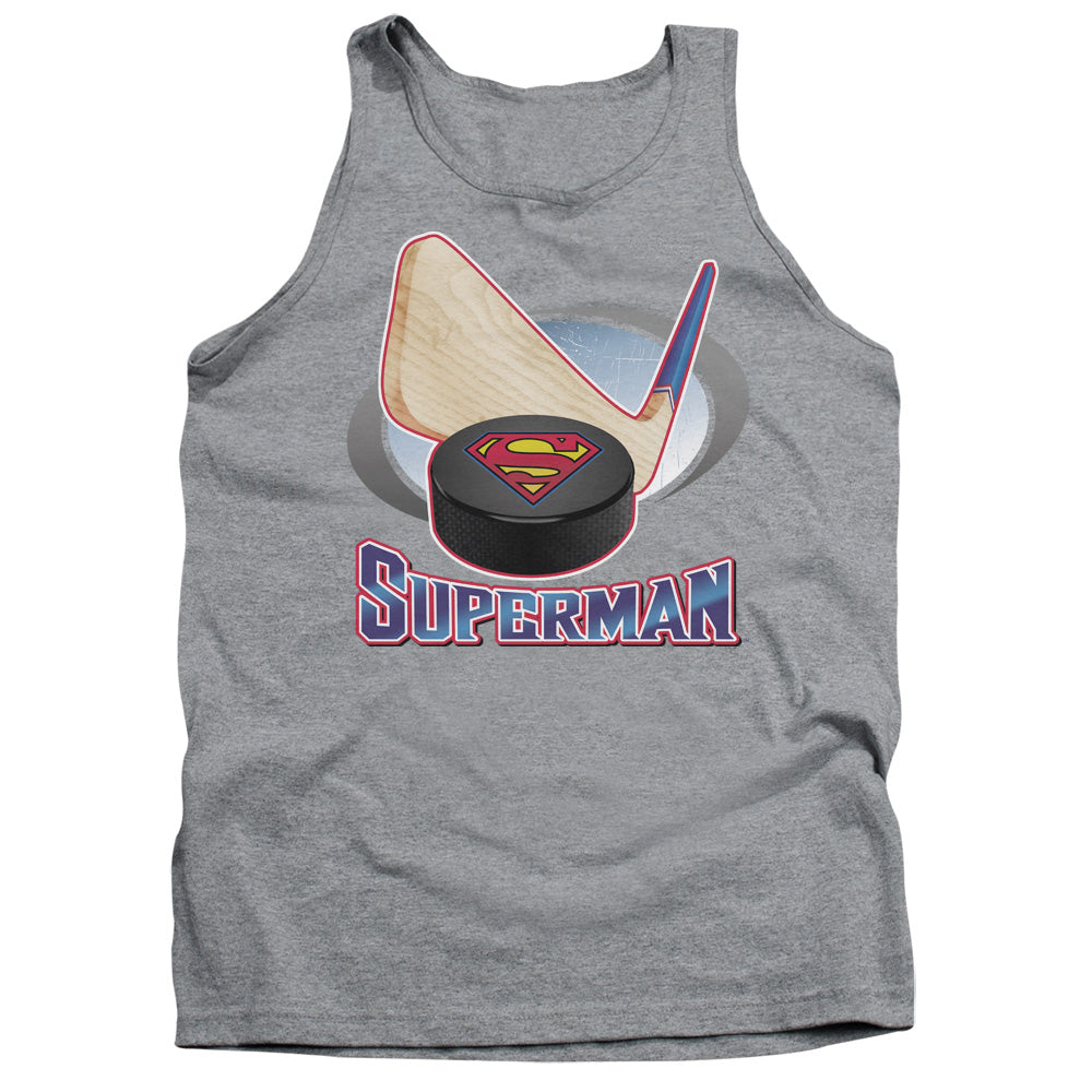 Superman - Hockey Stick - Adult Tank - Athletic Heather
