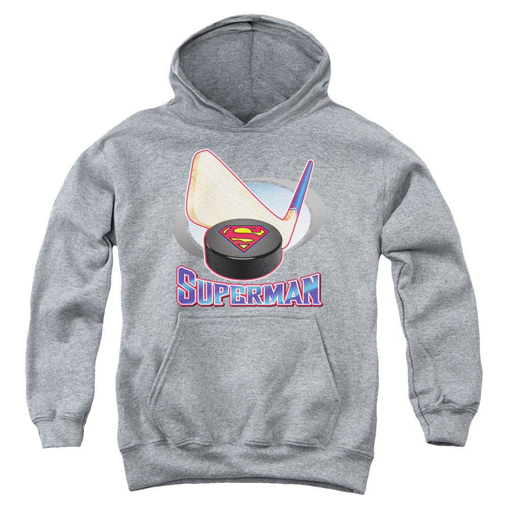 Superman - Hockey Stick - Youth Pull-over Hoodie - Heather