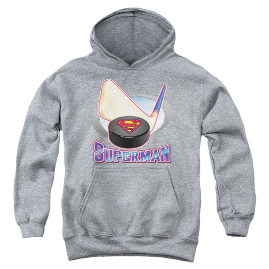 Superman - Hockey Stick - Youth Pull-over Hoodie - Heather