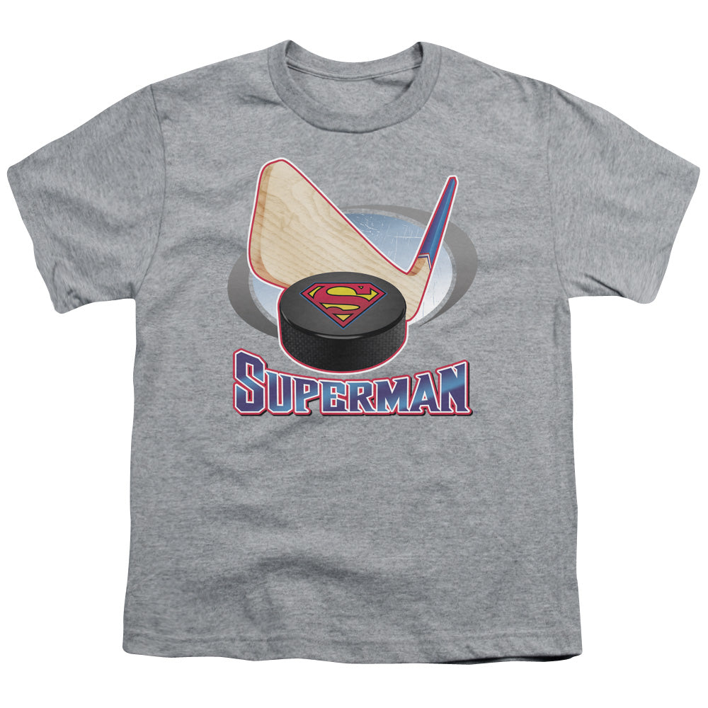 Superman - Hockey Stick - Short Sleeve Youth 18/1 - Athletic Heather T-shirt