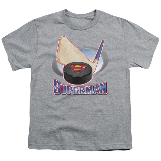 Superman - Hockey Stick - Short Sleeve Youth 18/1 - Athletic Heather T-shirt