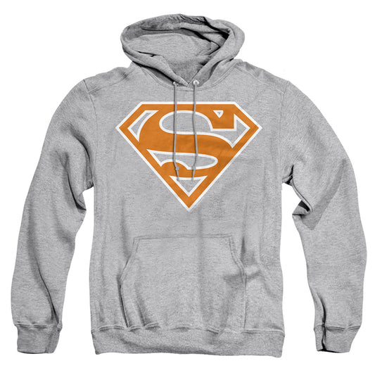 Superman - Burnt Orange&amp;white Shield - Adult Pull-over Hoodie - Athletic Heather