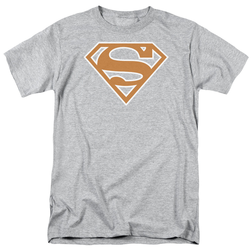 Superman - Burnt Orange&white Shield - Short Sleeve Adult 18/1 - Athletic Heather T-shirt