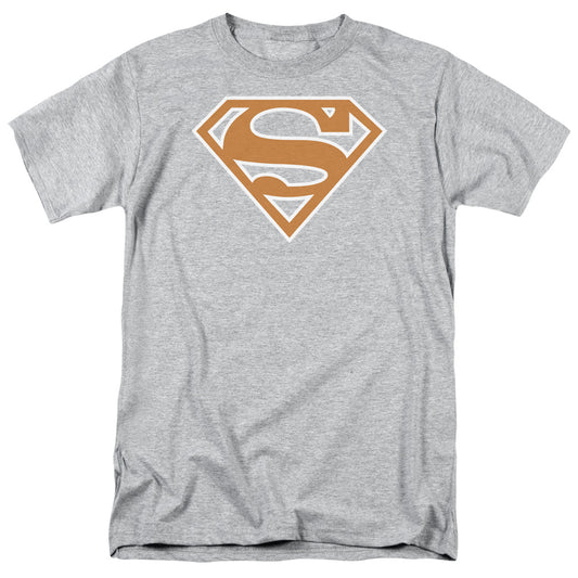 Superman - Burnt Orange&white Shield - Short Sleeve Adult 18/1 - Athletic Heather T-shirt